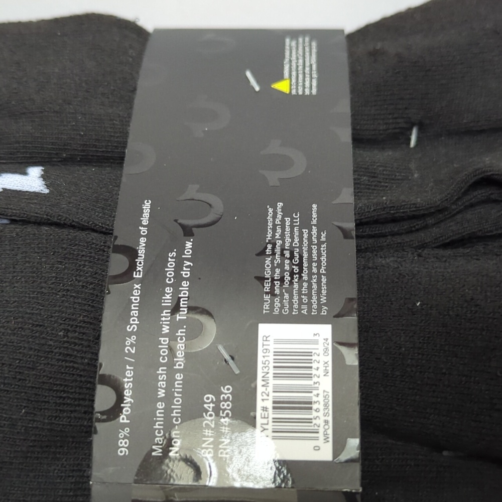 True Religion Brand Jeans Men's Half Cushion Cuts 12 Pack Black Socks Sz 10-13 - Picture 4 of 8